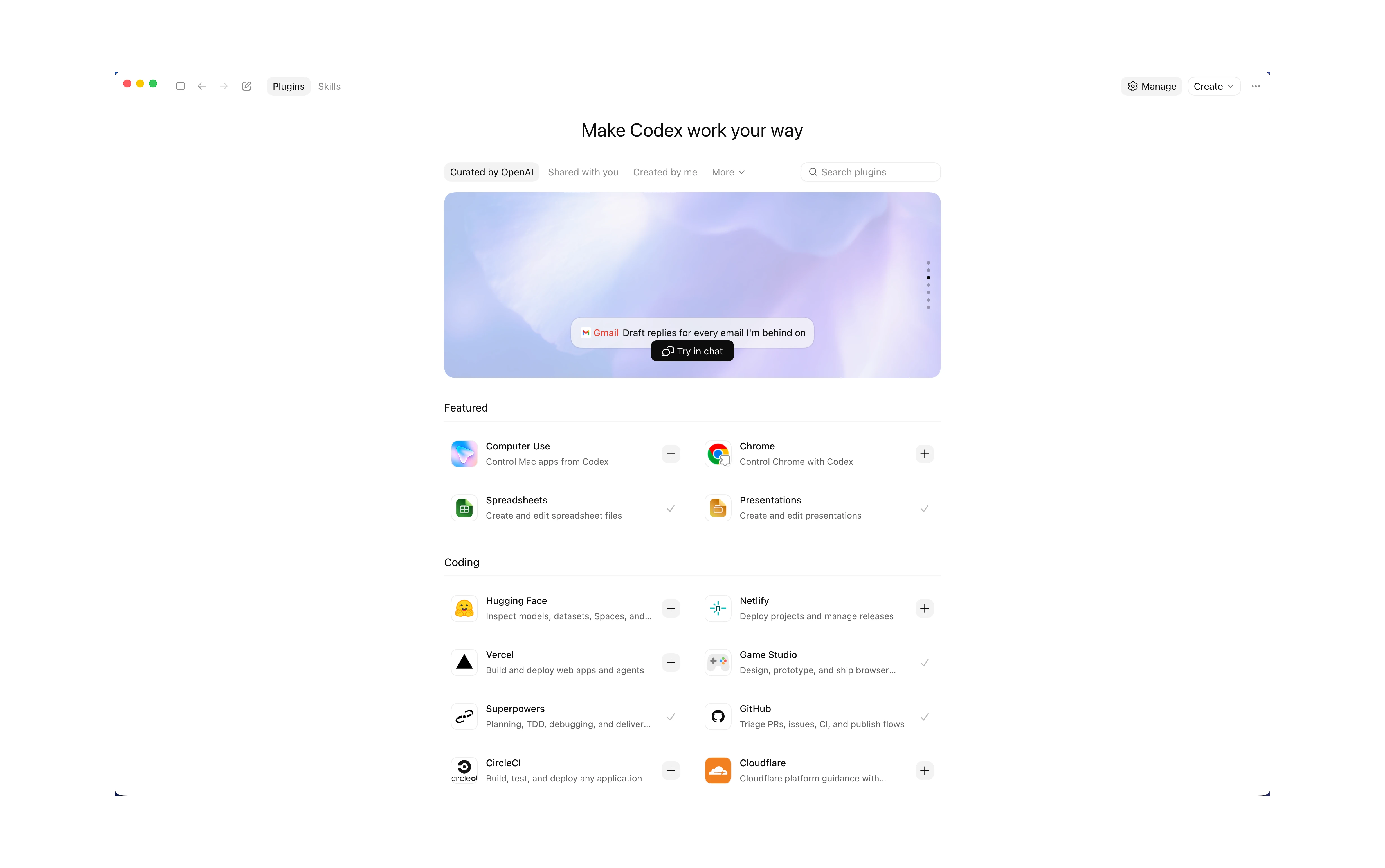 OpenAI Codex plugin directory screenshot from the Codex developer documentation