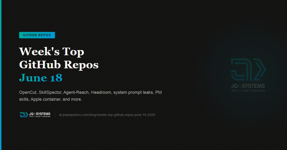 Week's Top GitHub Repos: OpenCut, SkillSpector, Agent-Reach, System ...