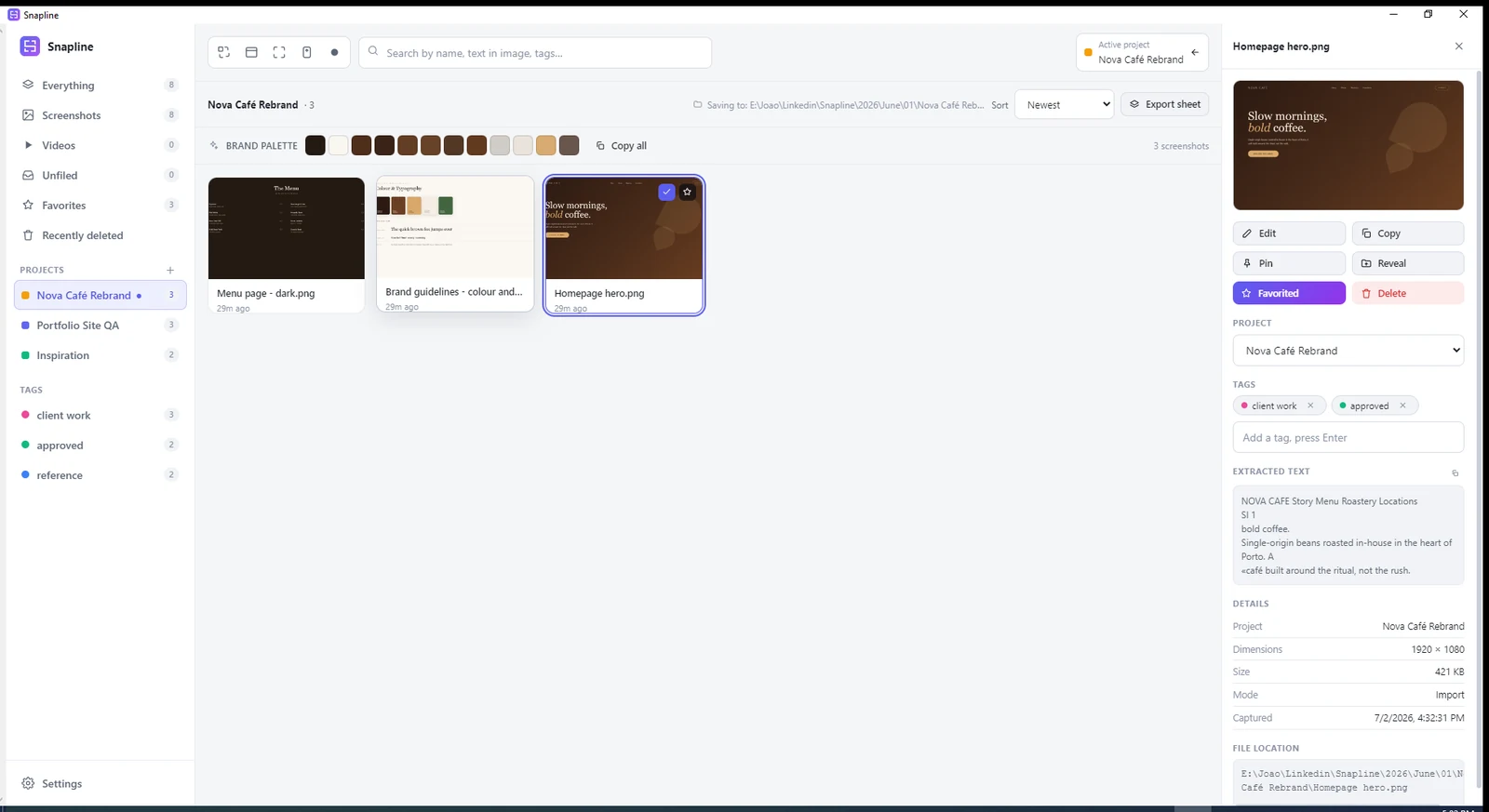 Snapline interface