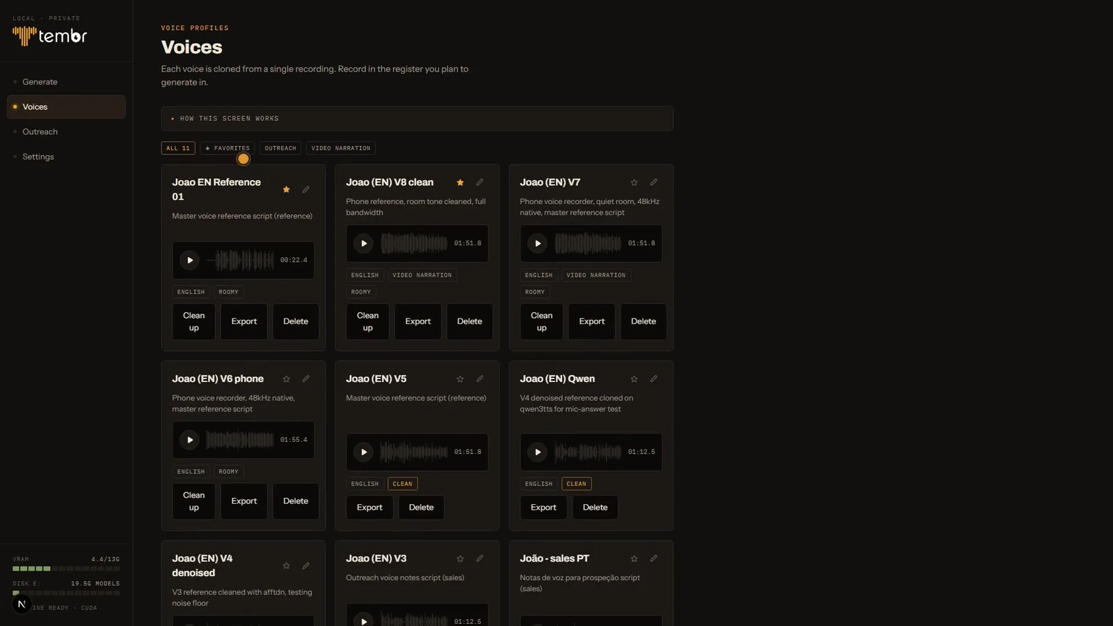 Tembr interface