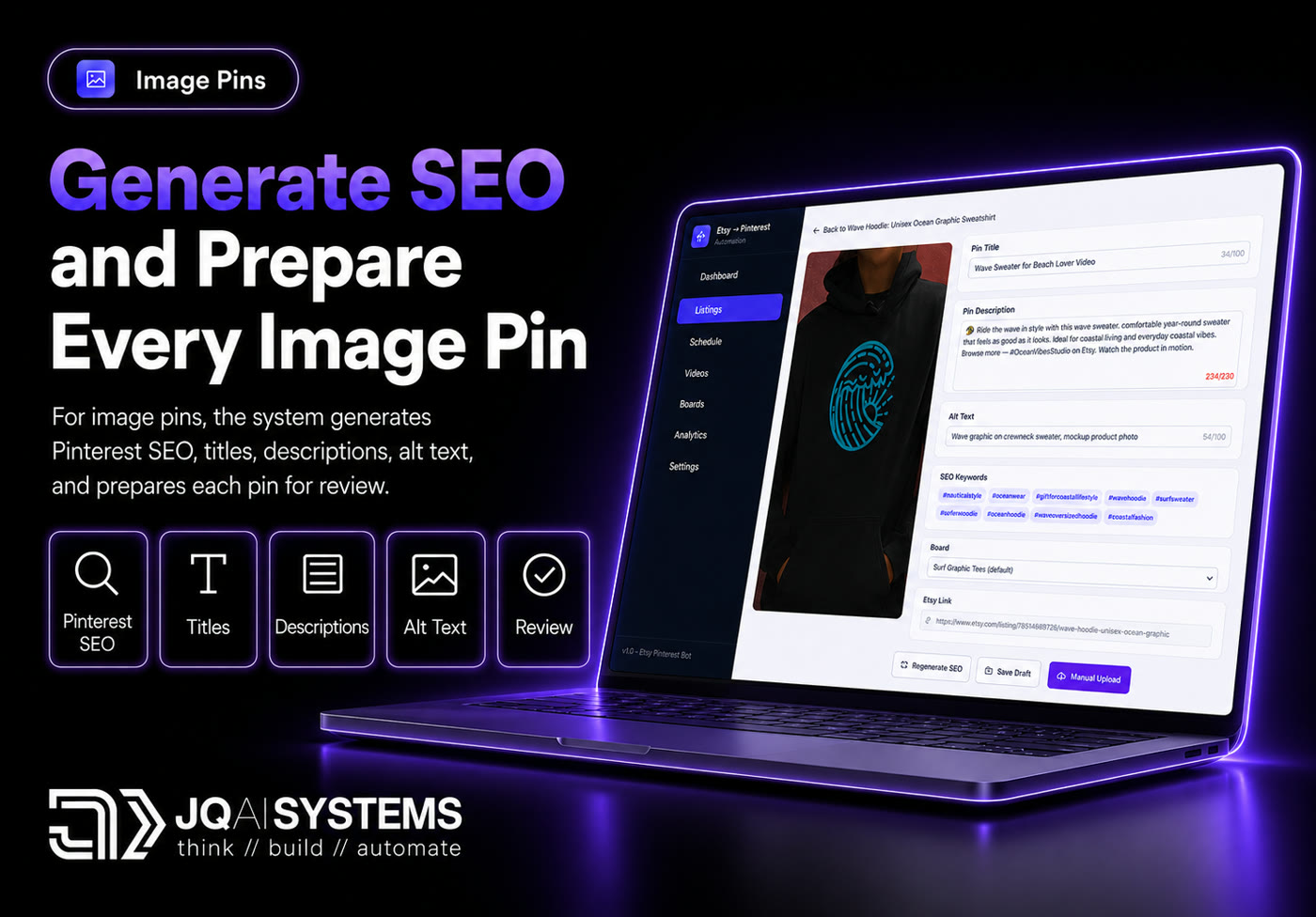 Etsy to Pinterest visual showing SEO preparation for image pins