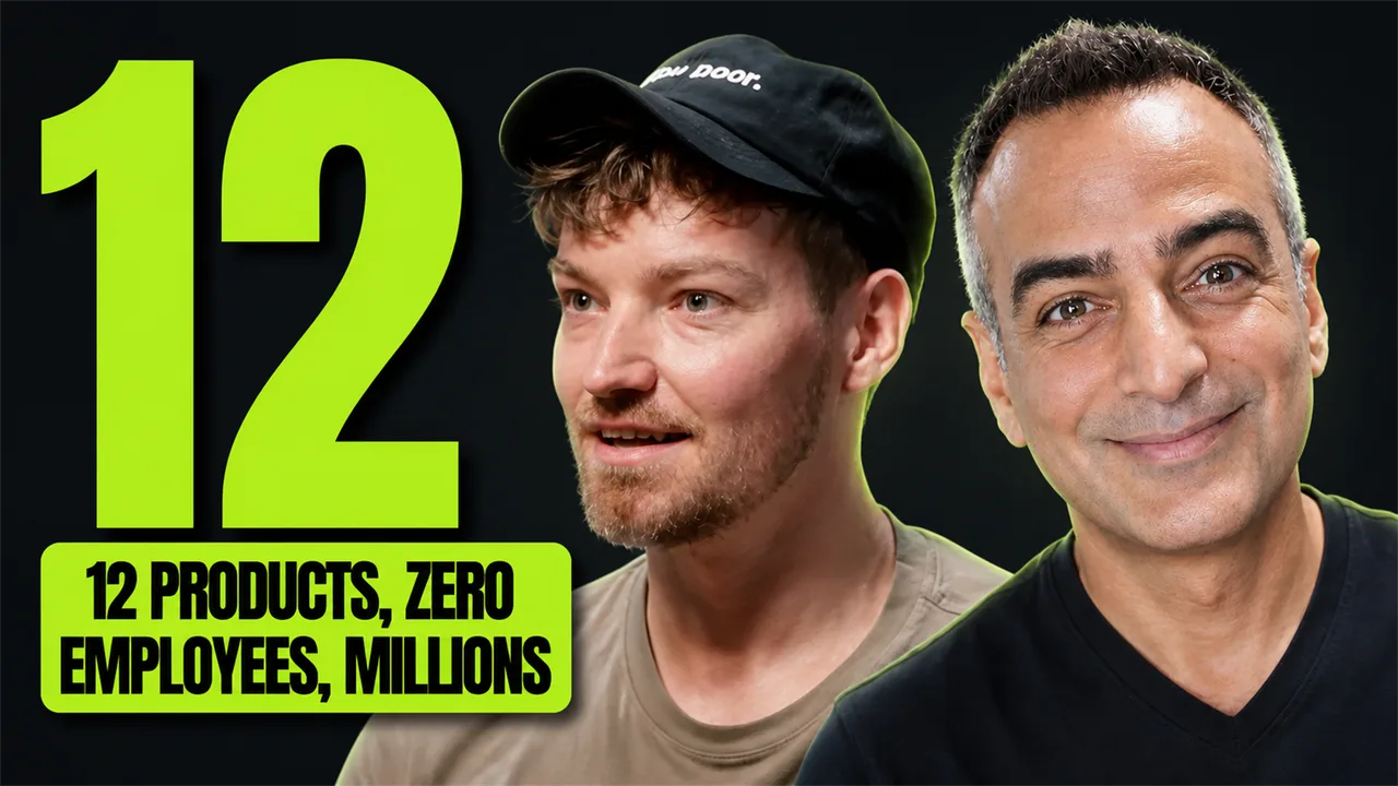 Big Number layout in Lime Signal: a large 12 beside the host and guest, with the line 12 products, zero employees, millions.